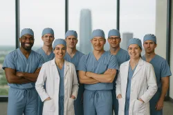 Group of anesthesiologists in front of a window